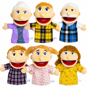 Set de 6 títeres familia